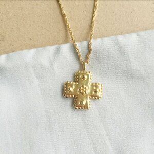 NEW Julie Vos Gold Canterbury Cross Necklace